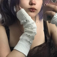 Nowe cieplejsze zimowe rękawiczki damskie stylowe rękawiczki dziewczęce ramię szydełkowe dziewiarskie Hollow Heart Mitten ciepłe rękawiczki bez palców 5